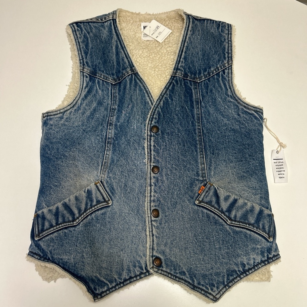 NSF x Levi’s Blue Denim Vest with Cream Sherpa Lining and pockets one size NWT